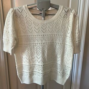 Kiabi Elegant White Short Sleeve Knit Sweater